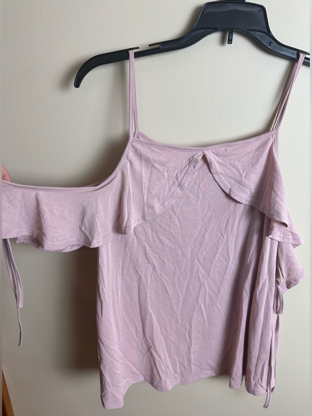 Pink Ruffle Cold Shoulder Tank - Picture 2 of 4